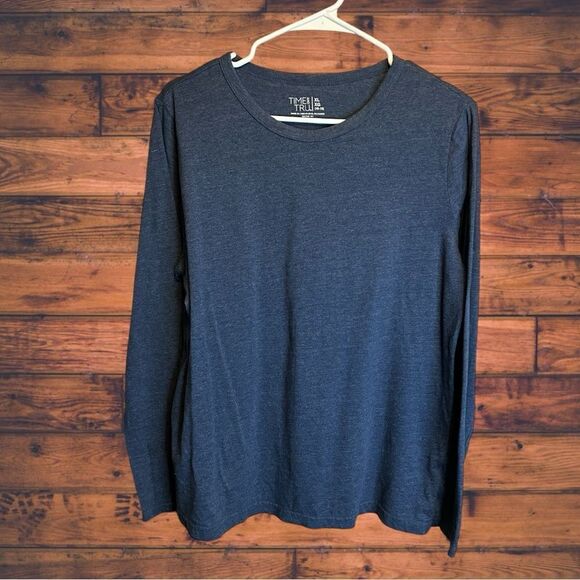 5 for $25🔥Time and Tru Blue Grey Long Sleeve T-Shirt Boys XL (16-18) - Picture 1 of 5